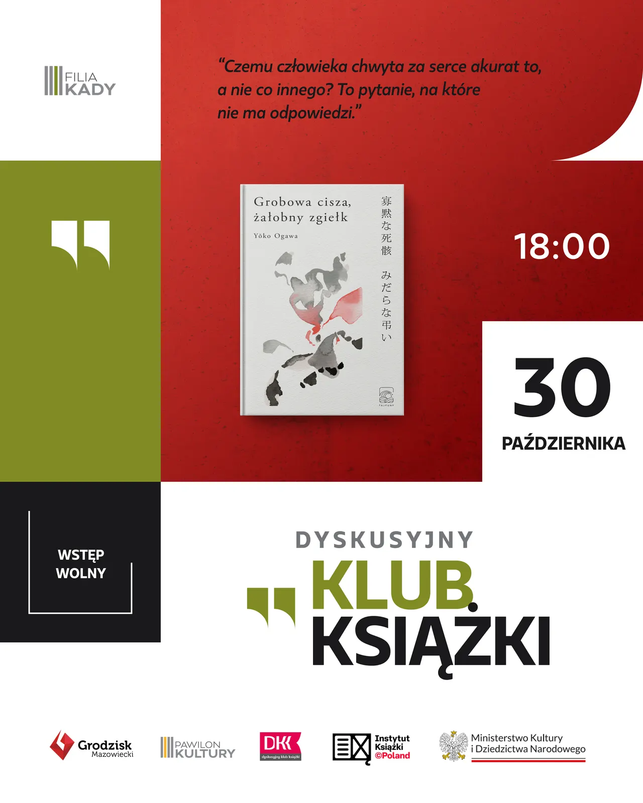 Dyskusyjny Klub Książki w Kadach – plakat wydarzenia