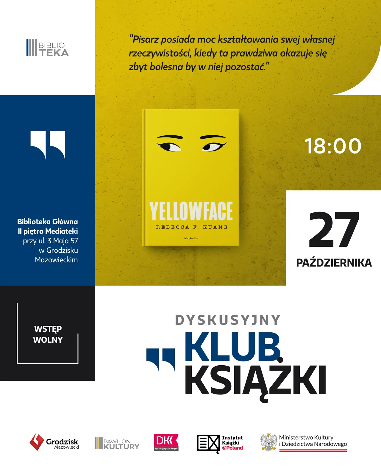 Dyskusyjny Klub Książki w Bibliotece Głównej! – plakat wydarzenia