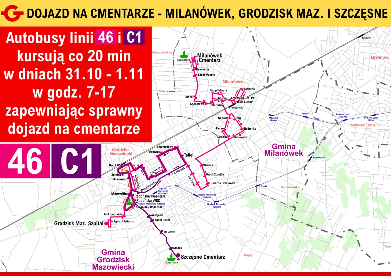 Zmiany w ruchu i dodatkowe autobusy przy starym cmentarzu w Grodzisku – ilustracja