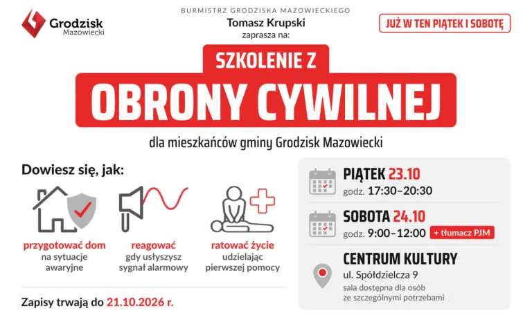 Trwają zapisy na bezpłatne szkolenia z obrony cywilnej w Grodzisku – ilustracja