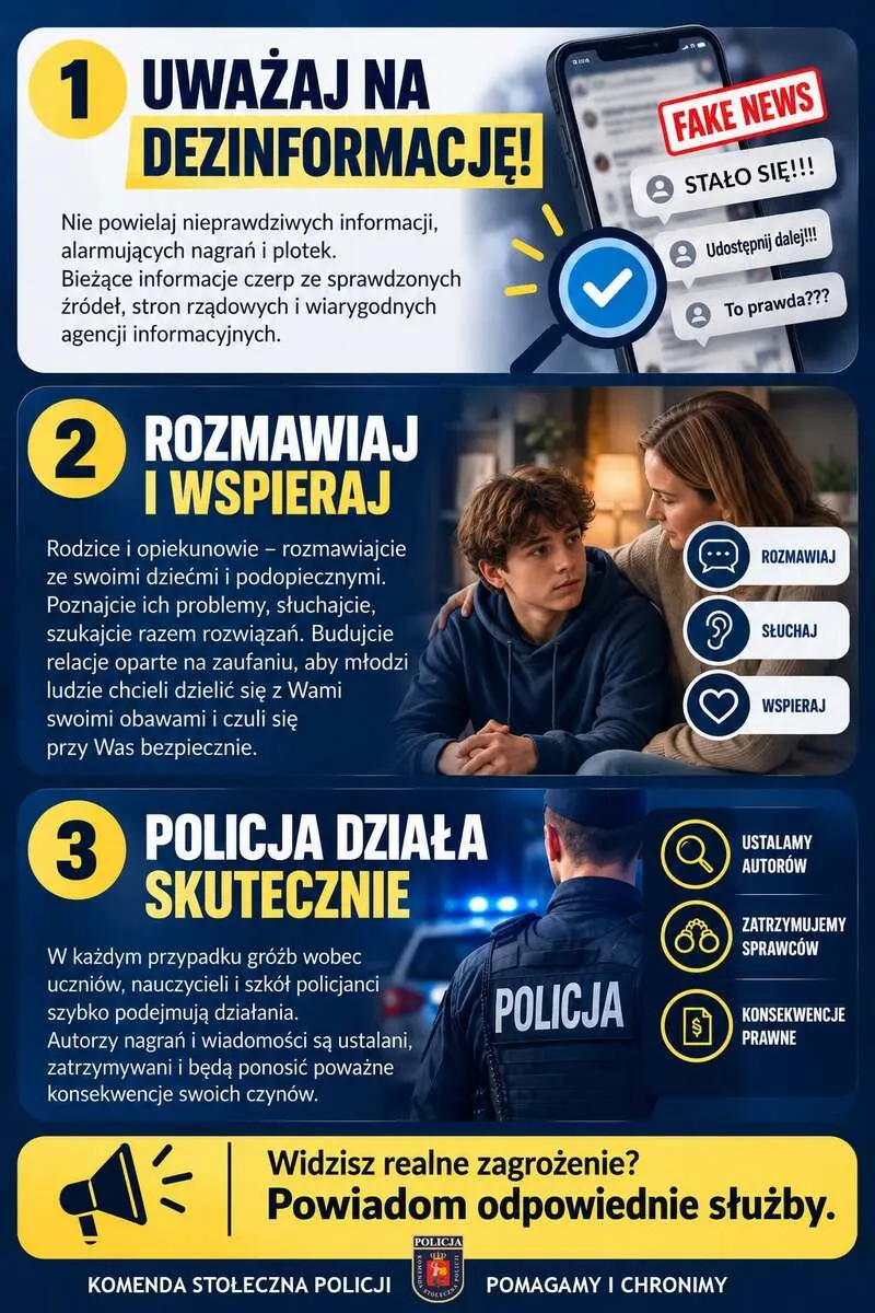 Policja ostrzega przed internetowymi groźbami i dezinformacją – ilustracja