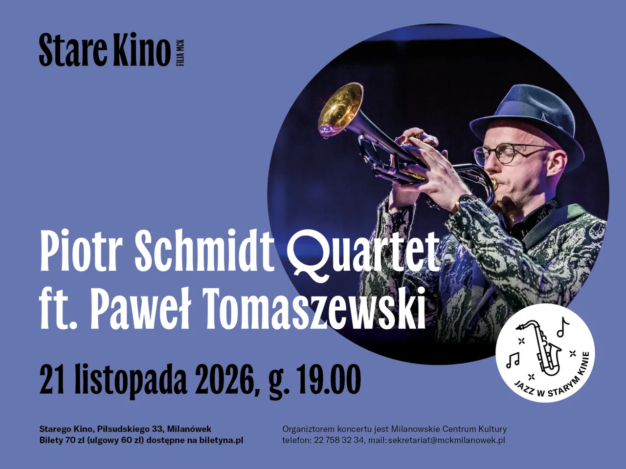 Piotr Schmidt Quartet zagra utwory Krzysztofa Komedy w Starym Kinie – ilustracja