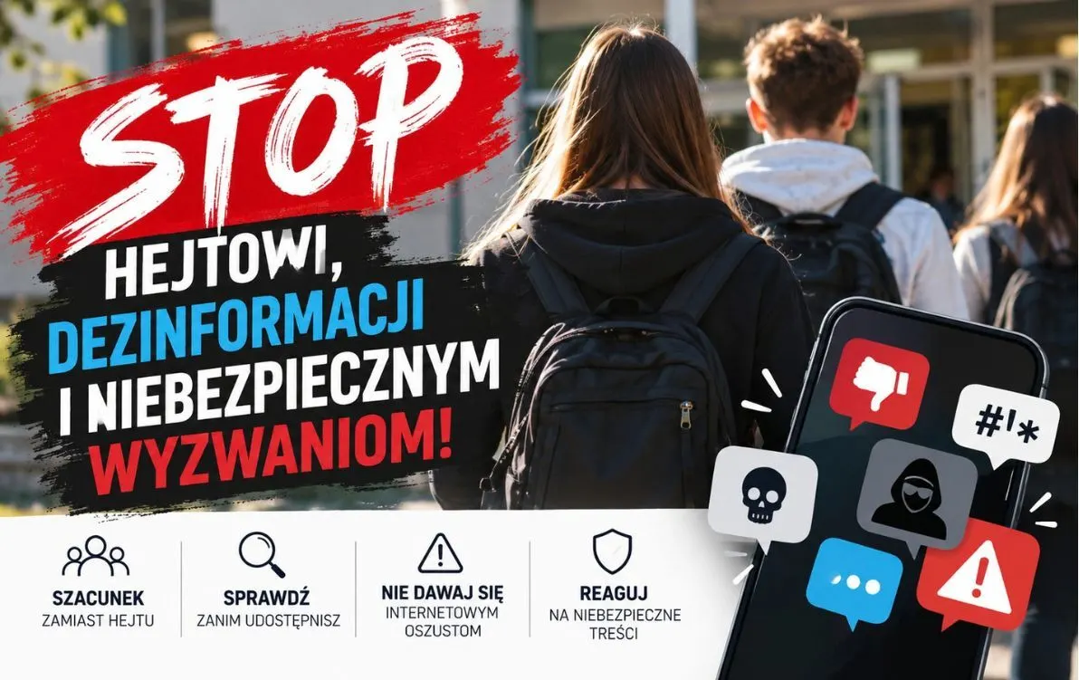 Patrole służb przy szkołach w Milanówku i apel o ostrożność w sieci – ilustracja